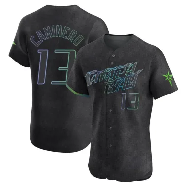 Junior Caminero Men's Elite Tampa Bay Rays Charcoal 2024 City Connect Jersey