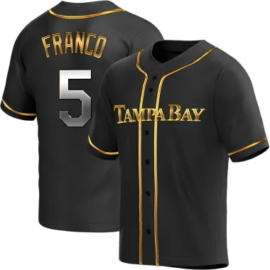 Wander Franco Youth Replica Tampa Bay Rays Black Golden Alternate Jersey